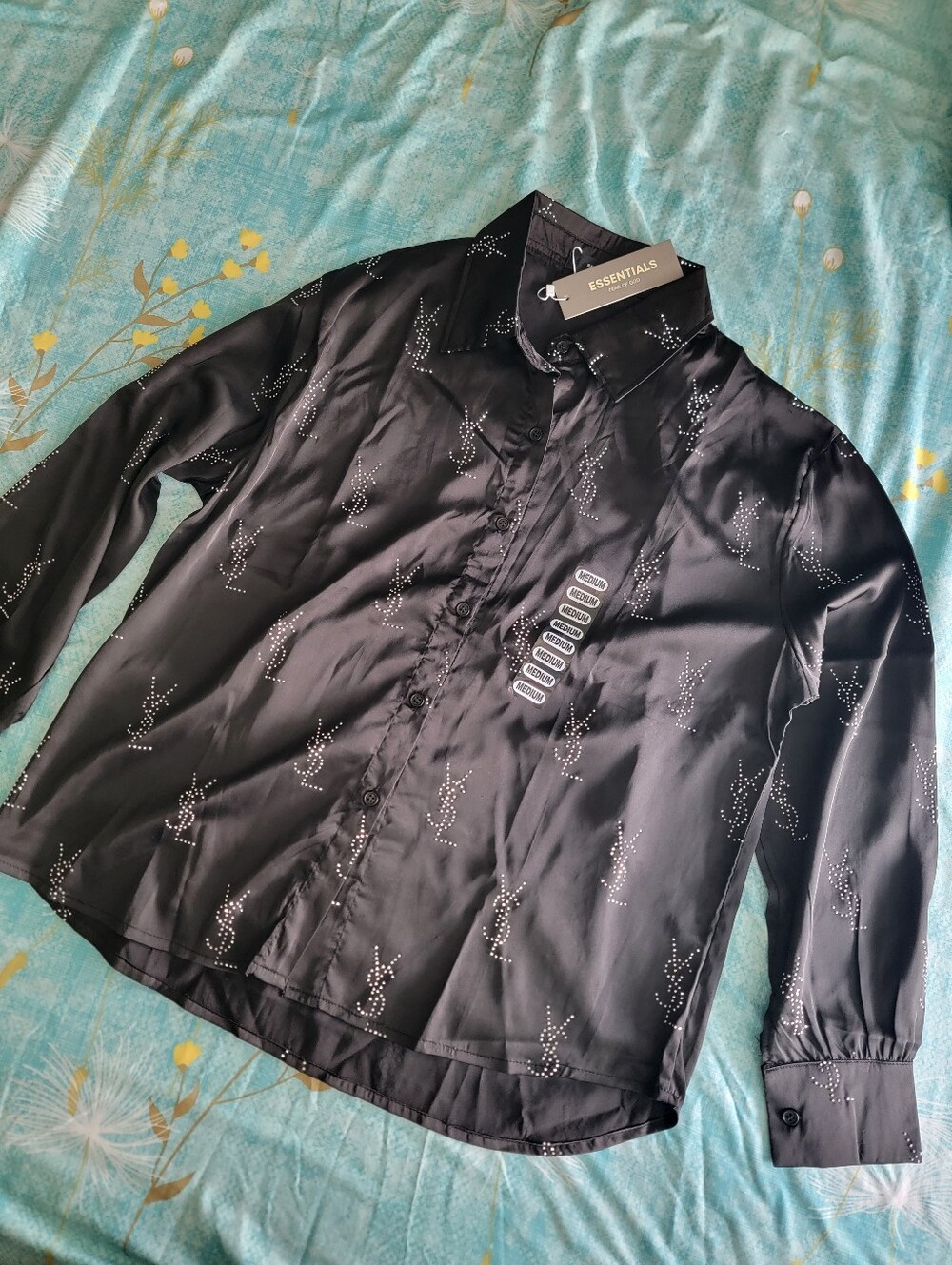 Stylish Casual Or Formal Black Studded Button-Up Shirt